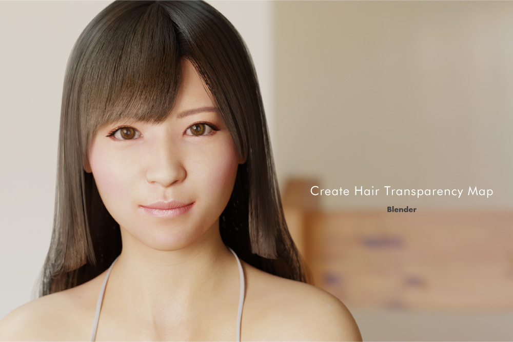 Blender 髪の毛の透過マップをヘアーパーティクルから作ってみた 